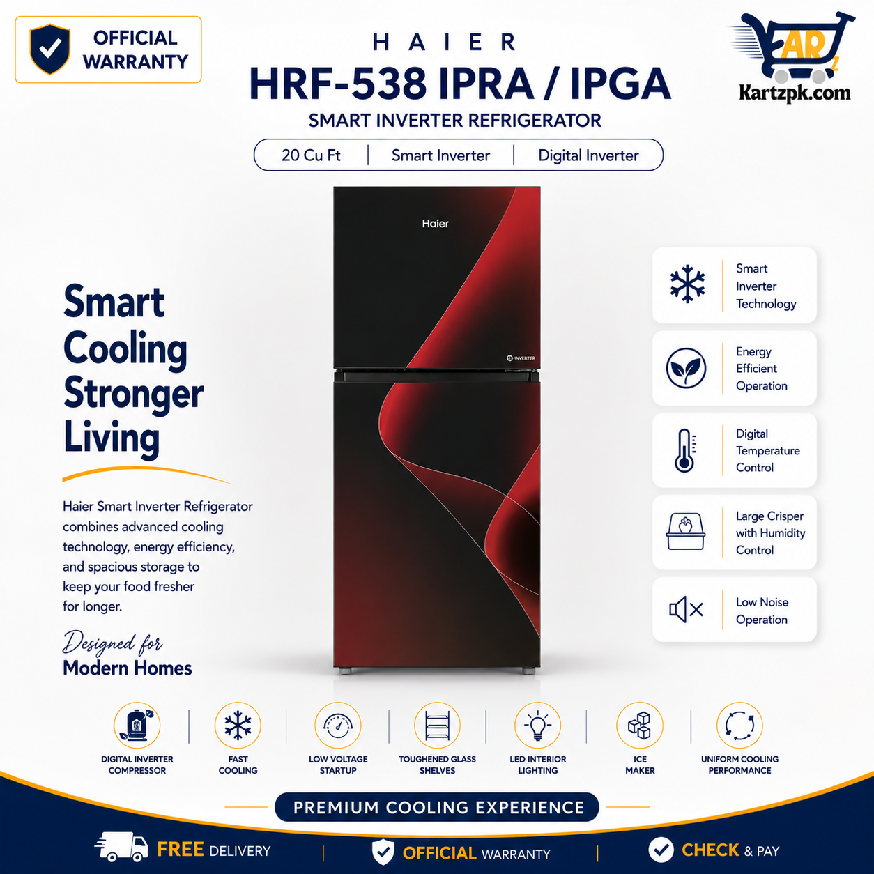Haier HRF-538 IPRA/IPGA Smart Inverter Refrigerator | 20 Cuft