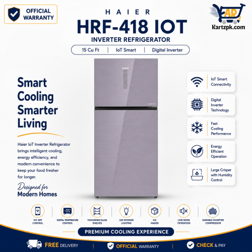 Haier HRF-418 IOT Inverter Refrigerator | 15 Cuft