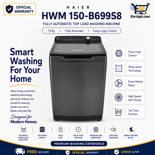 Haier HWM 150-B699S8 Fully Automatic Top Load Washing Machine | 15Kg