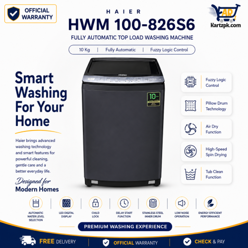 Haier HWM 100-826S6 Fully Automatic Top Load Washing Machine | 10Kg