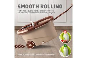 Infinite Wiz Spin Mop and Easy Bucket Set with Big Wheels for Best 360 Degree Floor Cleaning Flat Mop