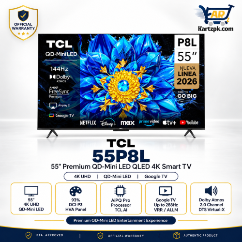 TCL 55P8L 55" Inches Premium Mini QLED TV 4K UHD Smart Android TV
