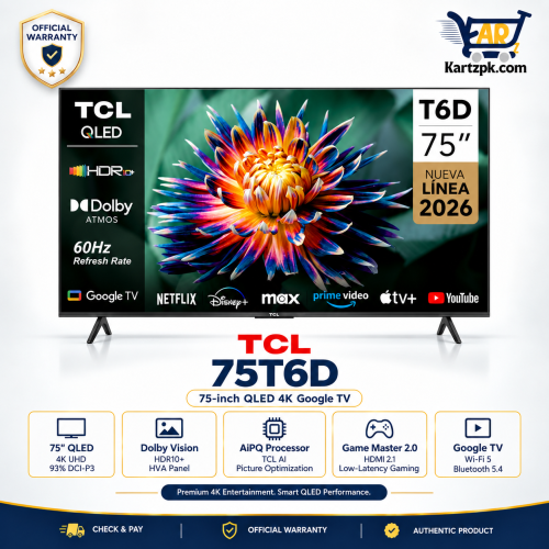 TCL 75T6D 75" Inches 4K QLED Google TV